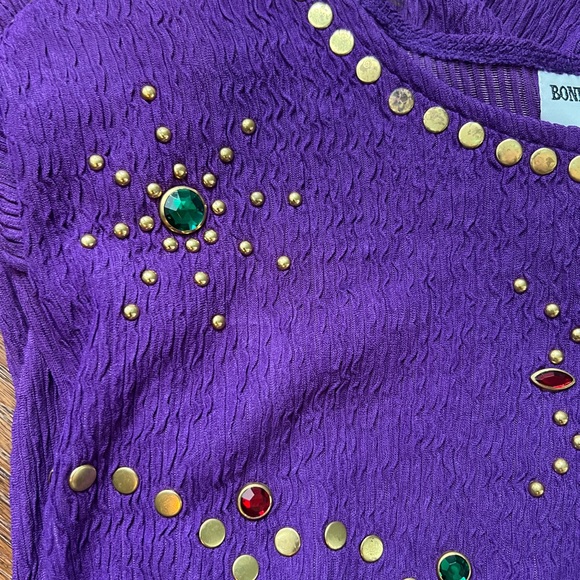 VINTAGE VTG Bonnie Blair Fashions Purple Gemstone Boho Bohemian Festival DressXL - Picture 9 of 9
